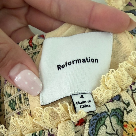 Reformation Yellow Floral Puff-Sleeve Dress “Ondine Dress” - Picture 5 of 9